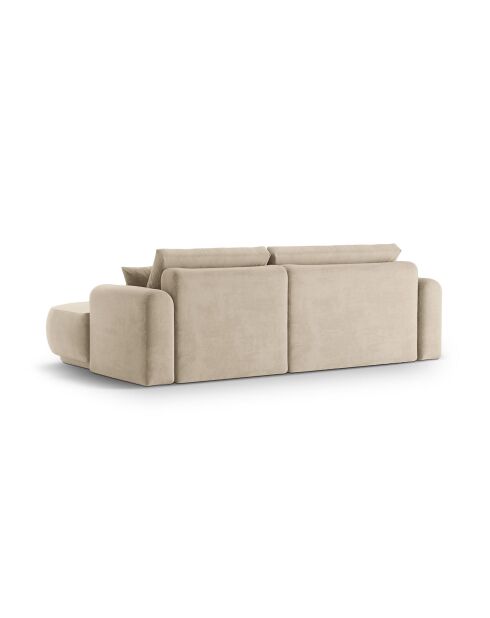 Canapé Angle Droit Modulable Velours convertible Adriana 5 Places beige clair - 271x174x94 cm