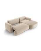 Canapé Angle Droit Modulable Velours convertible Adriana 5 Places beige clair - 271x174x94 cm