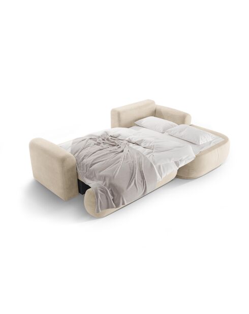 Canapé Angle Droit Modulable Velours convertible Adriana 5 Places beige clair - 271x174x94 cm