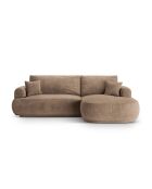 Canapé Angle Droit Modulable Velours convertible Adriana 5 Places beige foncé - 271x174x94 cm