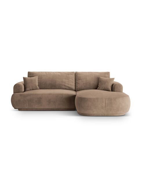 Canapé Angle Droit Modulable Velours convertible Adriana 5 Places beige foncé - 271x174x94 cm