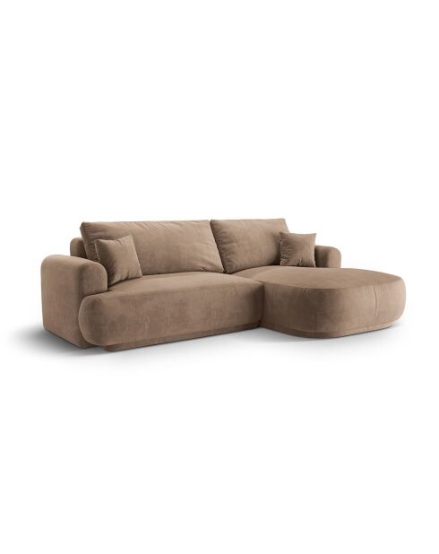 Canapé Angle Droit Modulable Velours convertible Adriana 5 Places beige foncé - 271x174x94 cm