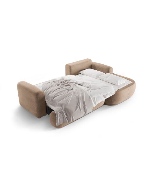 Canapé Angle Droit Modulable Velours convertible Adriana 5 Places beige foncé - 271x174x94 cm