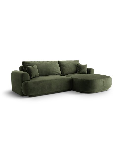 Canapé Angle Droit Modulable Velours convertible Adriana 5 Places vert - 271x174x94 cm