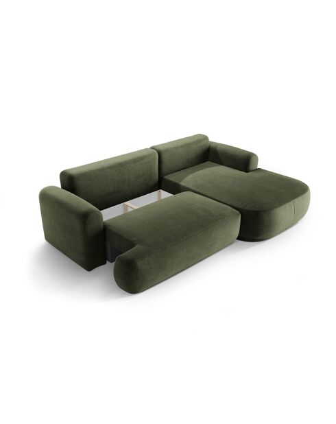 Canapé Angle Droit Modulable Velours convertible Adriana 5 Places vert - 271x174x94 cm