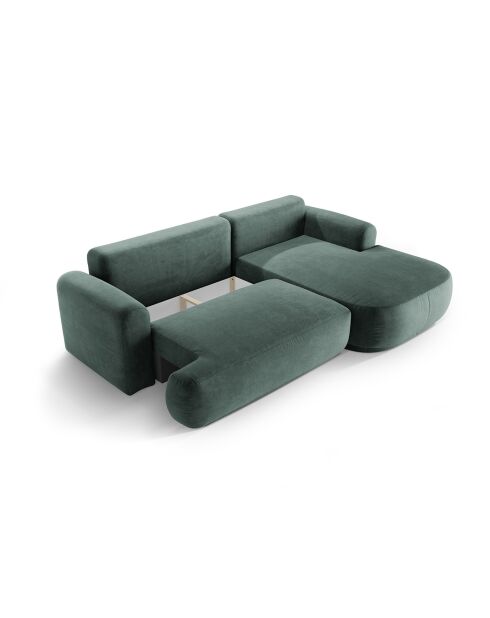 Canapé Angle Droit Modulable Velours convertible Adriana 5 Places pétrole - 271x174x94 cm