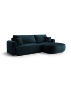 Canapé Angle Droit Modulable Velours convertible Adriana 5 Places pétrole profond - 271x174x94 cm