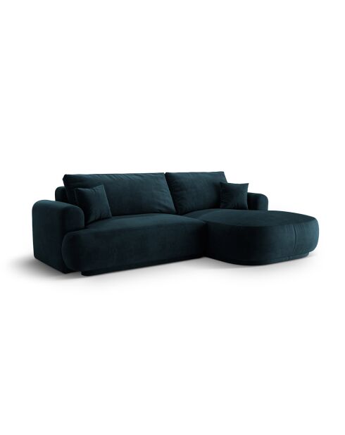 Canapé Angle Droit Modulable Velours convertible Adriana 5 Places pétrole profond - 271x174x94 cm