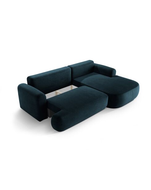 Canapé Angle Droit Modulable Velours convertible Adriana 5 Places pétrole profond - 271x174x94 cm