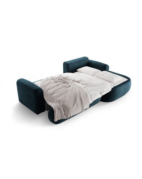 Canapé Angle Droit Modulable Velours convertible Adriana 5 Places pétrole profond - 271x174x94 cm