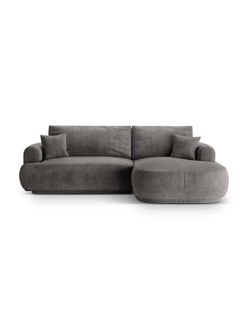 Canapé Angle Droit Modulable Velours convertible Adriana 5 Places gris - 271x174x94 cm