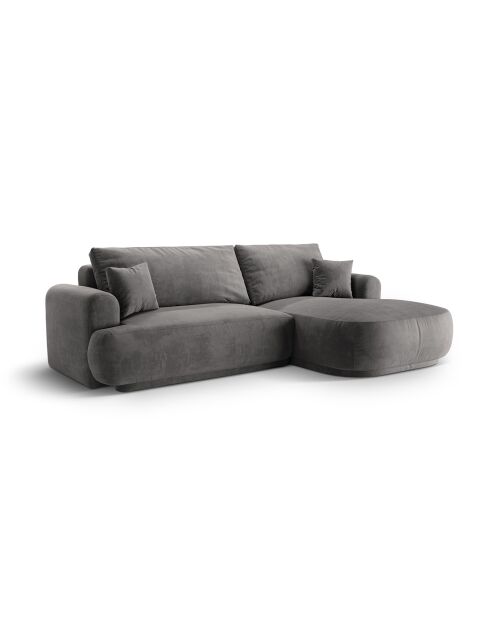 Canapé Angle Droit Modulable Velours convertible Adriana 5 Places gris - 271x174x94 cm