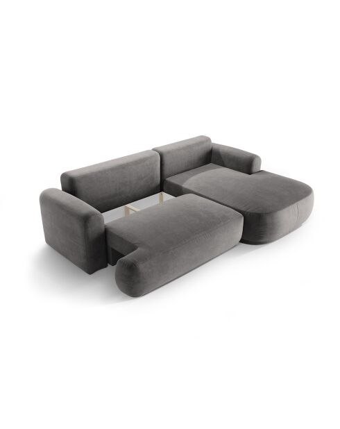 Canapé Angle Droit Modulable Velours convertible Adriana 5 Places gris - 271x174x94 cm
