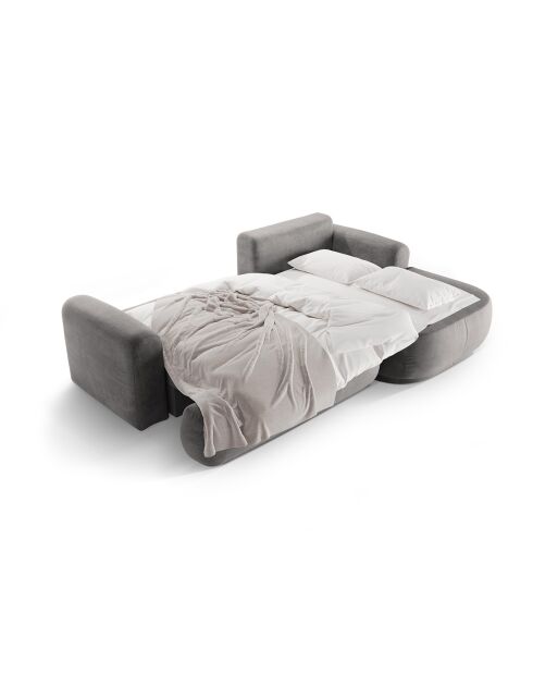 Canapé Angle Droit Modulable Velours convertible Adriana 5 Places gris - 271x174x94 cm