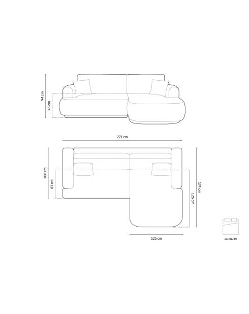 Canapé Angle Droit Modulable Velours convertible Adriana 5 Places pétrole profond - 271x174x94 cm