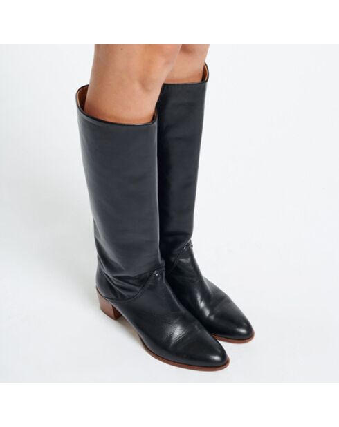 Bottes en Cuir 45MM noires - Talon 4.5 cm