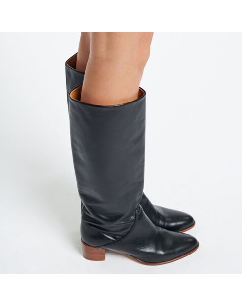 Bottes en Cuir 45MM noires - Talon 4.5 cm