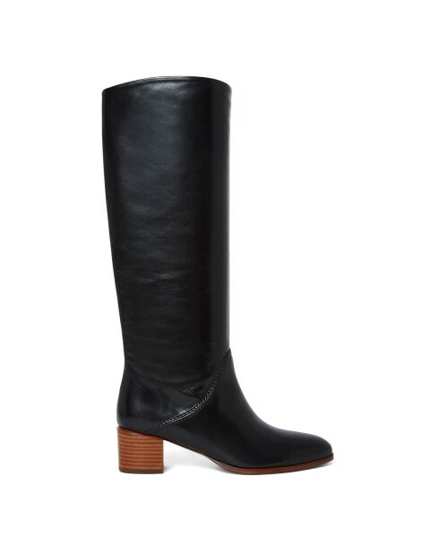 Zwarte leren laarzen van 45 mm met hak van 4,5 cm
