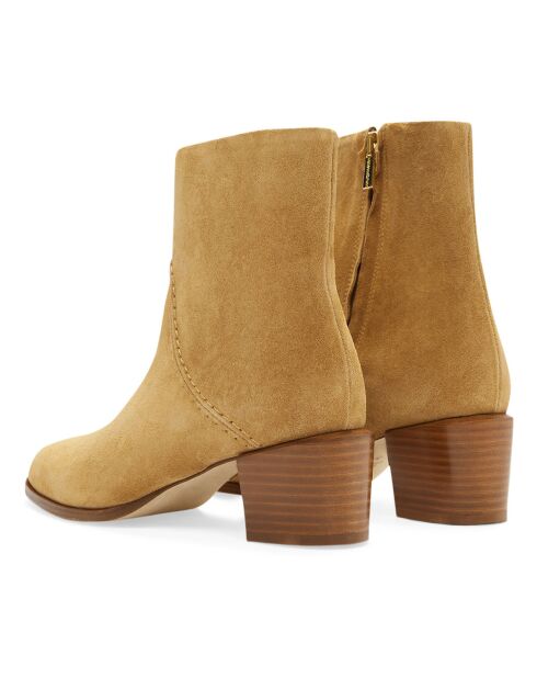 Bottines en Cuir Suède 45MM ambre - Talon 4.5 cm