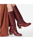 Bottes Camarguaises en Cuir Tannage Végétal 60MM betterave - Talon 6 cm