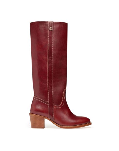 Bottes Camarguaises en Cuir Tannage Végétal 60MM betterave - Talon 6 cm