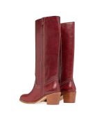 Bottes Camarguaises en Cuir Tannage Végétal 60MM betterave - Talon 6 cm