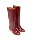 Bottes Camarguaises en Cuir Tannage Végétal 60MM betterave - Talon 6 cm