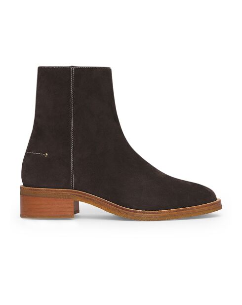 Bottines en Suede 40MM brunes - Talon 4 cm