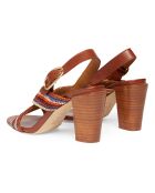 Sandales à Talons en Raphia Rayé et Cuir 80MM camel - Talon 8 cm
