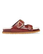Mules en Cuir Végétal Tessé et Faux Shearling Fussbett betterave