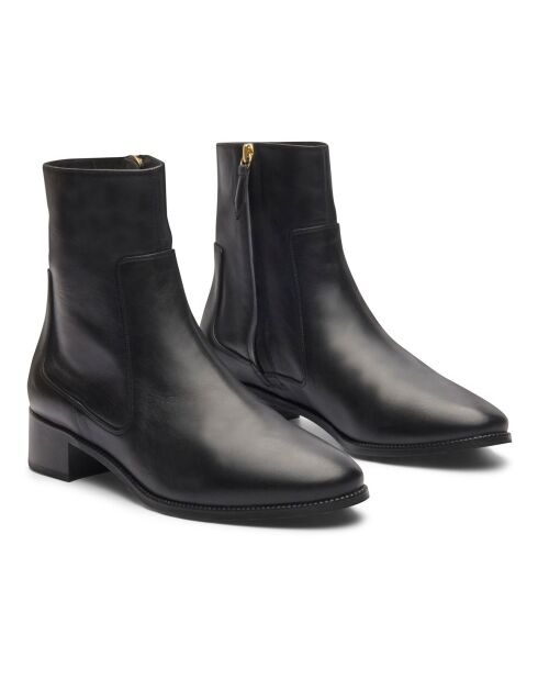 Boots en Cuir N°67 noires - Talon 3 cm
