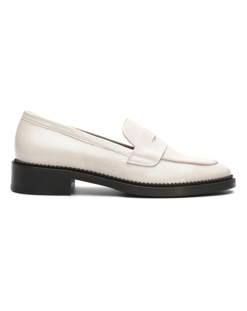 Mocassins en en Cuir Vernis N°82 blancs - Talon 3 cm