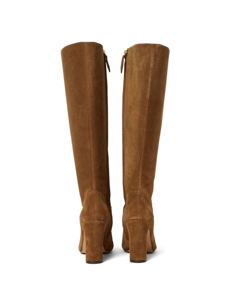 Bottes en Suède N°91 brun kaki - Talon 9 cm
