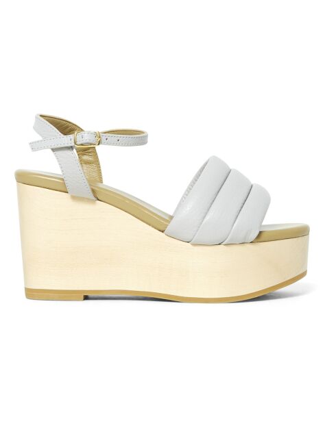 Sandales compensées en Cuir Wedge grises