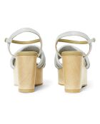 Sandales compensées en Cuir Wedge grises