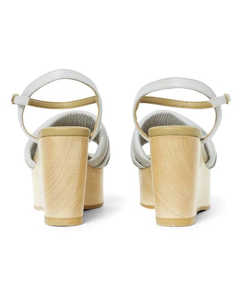 Sandales compensées en Cuir Wedge grises