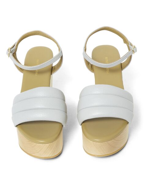 Sandales compensées en Cuir Wedge grises