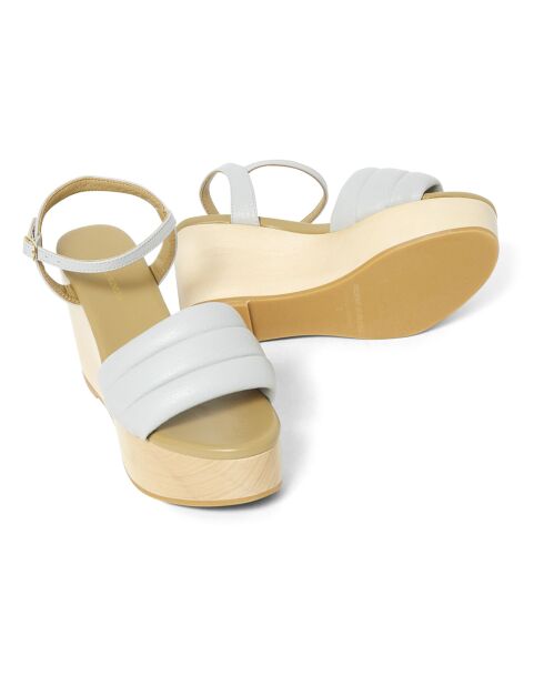Sandales compensées en Cuir Wedge grises