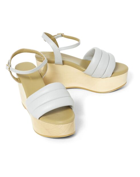 Sandales compensées en Cuir Wedge grises