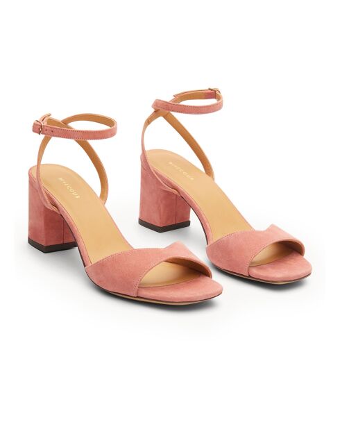Suede sandalen nr. 333 blush - hak van 6 cm