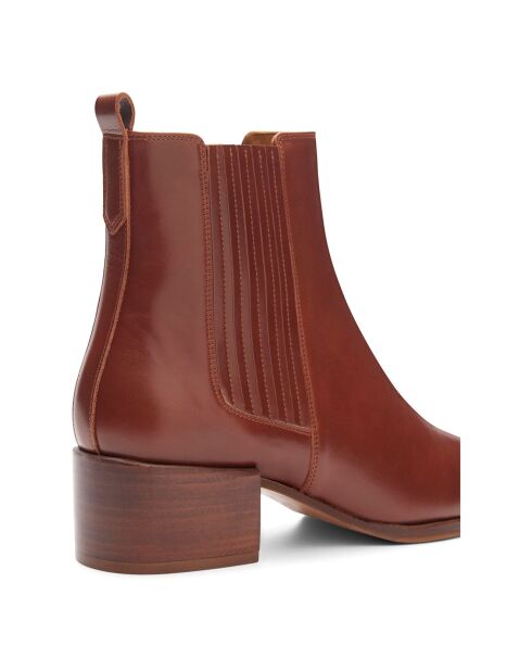 Bottines en Cuir N°408 cognac - Talon 4.5 cm