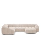 Canapé Panoramique (Côté Gauche) Velours Lyna 6 Places beige - 355x225x72 cm