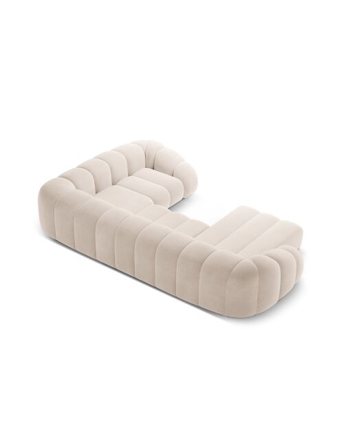Canapé Panoramique (Côté Gauche) Velours Lyna 6 Places beige - 355x225x72 cm