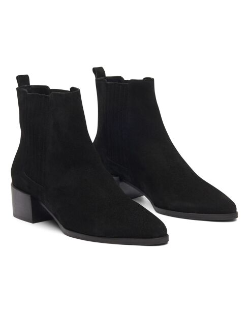 Bottines en Suède N°408 noires - Talon 4.5 cm