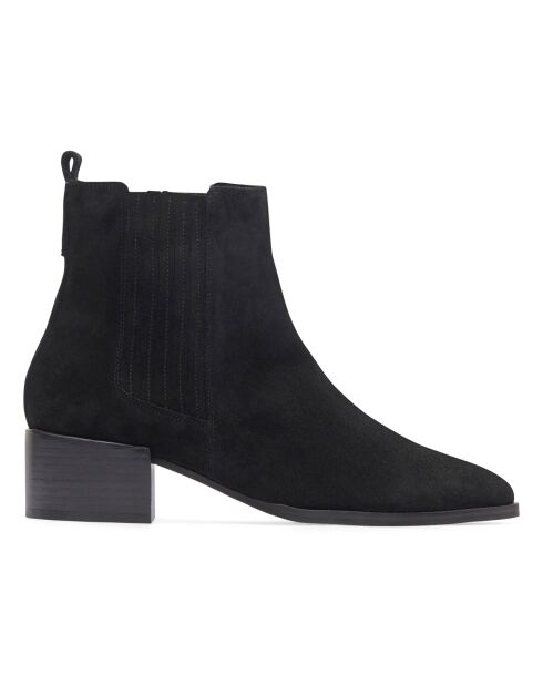 Bottines en Suède N°408 noires - Talon 4.5 cm