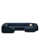 Canapé Panoramique (Côté Gauche) Velours Lyna 6 Places bleu roi - 355x225x72 cm