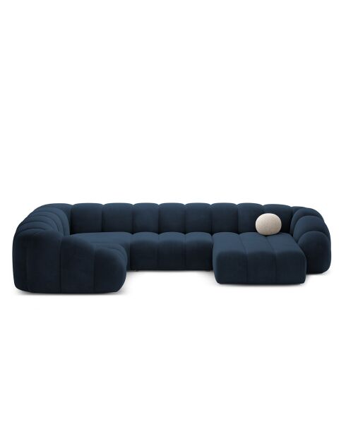 Panorama-Sofa (linke Seite) Velvet Lyna 6-Sitzer Königsblau — 355 x 225 x 72 cm