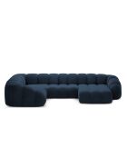 Canapé Panoramique (Côté Gauche) Velours Lyna 6 Places bleu roi - 355x225x72 cm