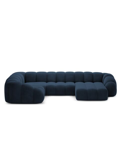 Canapé Panoramique (Côté Gauche) Velours Lyna 6 Places bleu roi - 355x225x72 cm