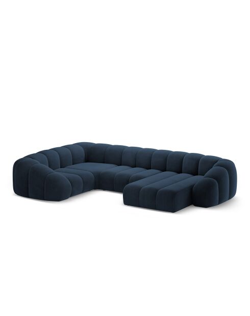 Canapé Panoramique (Côté Gauche) Velours Lyna 6 Places bleu roi - 355x225x72 cm